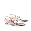 Slingback metallizzata con tacco kitten