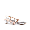 Slingback metallizzata con tacco kitten
