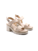 Sandalo donna in vera pelle con tacco