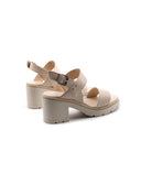 Sandalo donna in vera pelle con tacco
