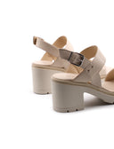Sandalo donna in vera pelle con tacco
