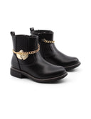 Stivaletto nero con catena oro da bimba