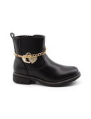 Stivaletto nero con catena oro da bimba