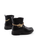Stivaletto nero con catena oro da bimba