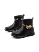 Stivaletto nero con catena oro da bimba