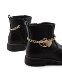 Stivaletto nero con catena oro da bimba