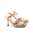 Sandalo cage laminato con tacco donna