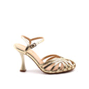 Sandalo cage laminato con tacco donna