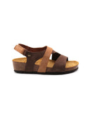 Sandalo bicolore in vera pelle da donna