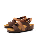 Sandalo bicolore in vera pelle da donna