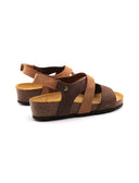 Sandalo bicolore in vera pelle da donna