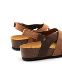 Sandalo bicolore in vera pelle da donna