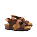 Sandalo bicolore in vera pelle da donna