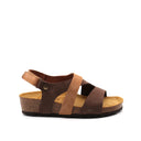 Sandalo bicolore in vera pelle da donna