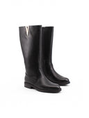 Riding boots nero con V dorata da donna
