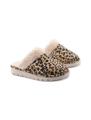 Ciabatta in tessuto animalier da donna