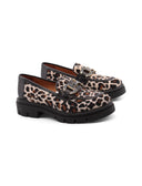 Mocassino chunky animalier da donna