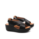 Sandalo zeppa made in Italy in pelle