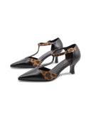 Kitten heel t-bar animalier da donna