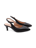 Décolleté slingback nera in pelle donna