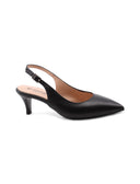 Décolleté slingback nera in pelle donna