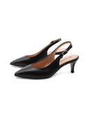 Décolleté slingback nera in pelle donna