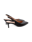 Décolleté slingback nera in pelle donna