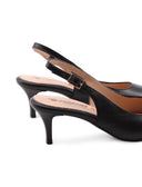 Décolleté slingback nera in pelle donna