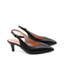 Décolleté slingback nera in pelle donna