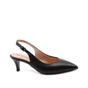 Décolleté slingback nera in pelle donna