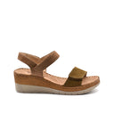 Sandalo con zeppa in vera pelle