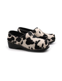 Zoccolo in tessuto animalier da donna