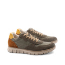 Sneaker da uomo in pelle e tessuto