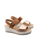 Sandalo zeppa in pelle da donna