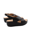 Sandalo in vera pelle con zeppa donna
