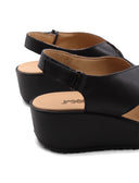 Sandalo in vera pelle con zeppa donna