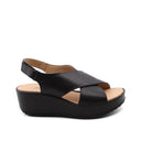Sandalo in vera pelle con zeppa donna