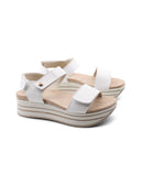 Sandalo platform in vera pelle da donna