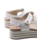 Sandalo platform in vera pelle da donna
