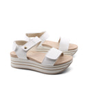 Sandalo platform in vera pelle da donna