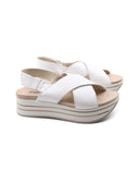 Sandalo platform bianco in vera pelle