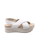 Sandalo platform bianco in vera pelle