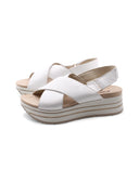 Sandalo platform bianco in vera pelle