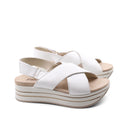 Sandalo platform bianco in vera pelle