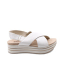 Sandalo platform bianco in vera pelle