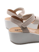 Sandalo zeppa in vera pelle da donna