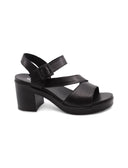 Sandalo nero con tacco a blocco donna