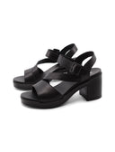 Sandalo nero con tacco a blocco donna