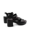 Sandalo nero con tacco a blocco donna