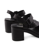 Sandalo nero con tacco a blocco donna